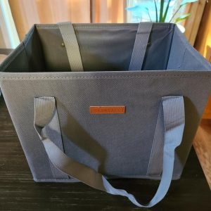 Reusable Tote Bag Grey w/Name Tag Washable